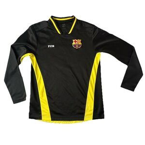 FCB Barcelona Soccer Futbol Jersey Long Sleeve Size M Black Yellow